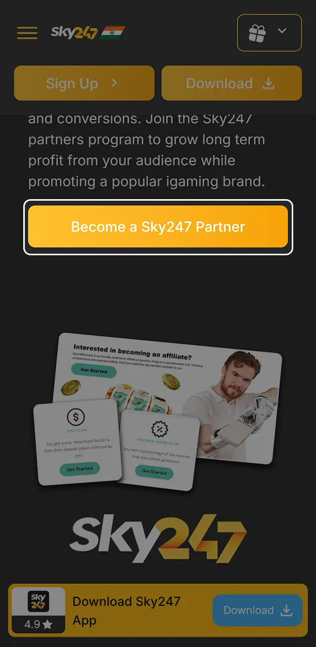 Sign up and become a Sky247 partner.