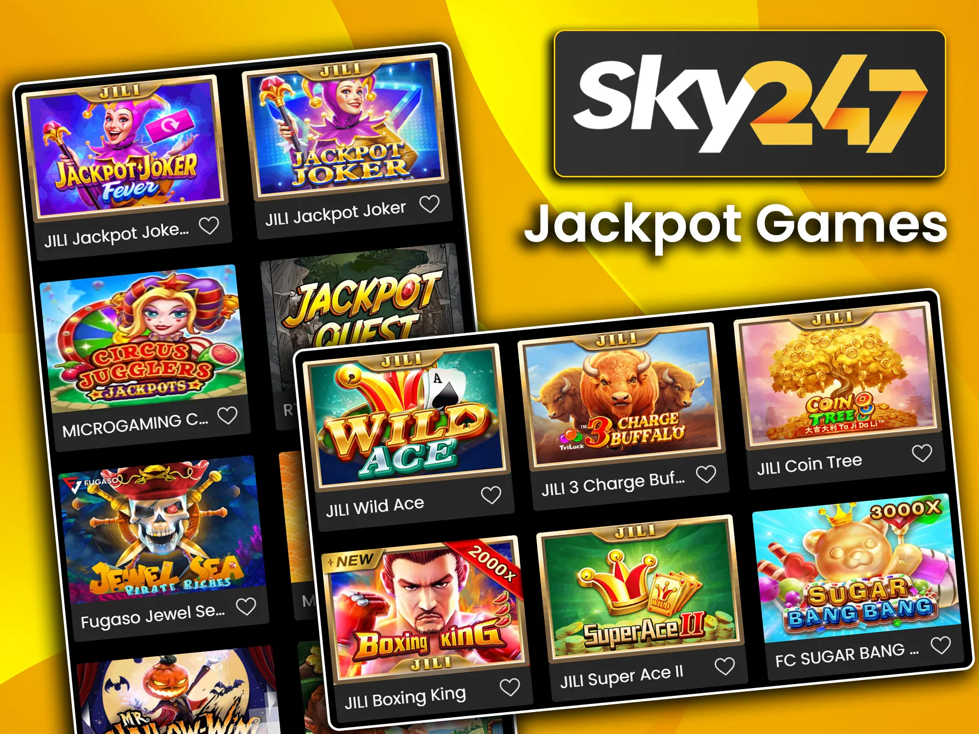 Try your luck on jackpot games with massive progressive prize pools on Sky247.