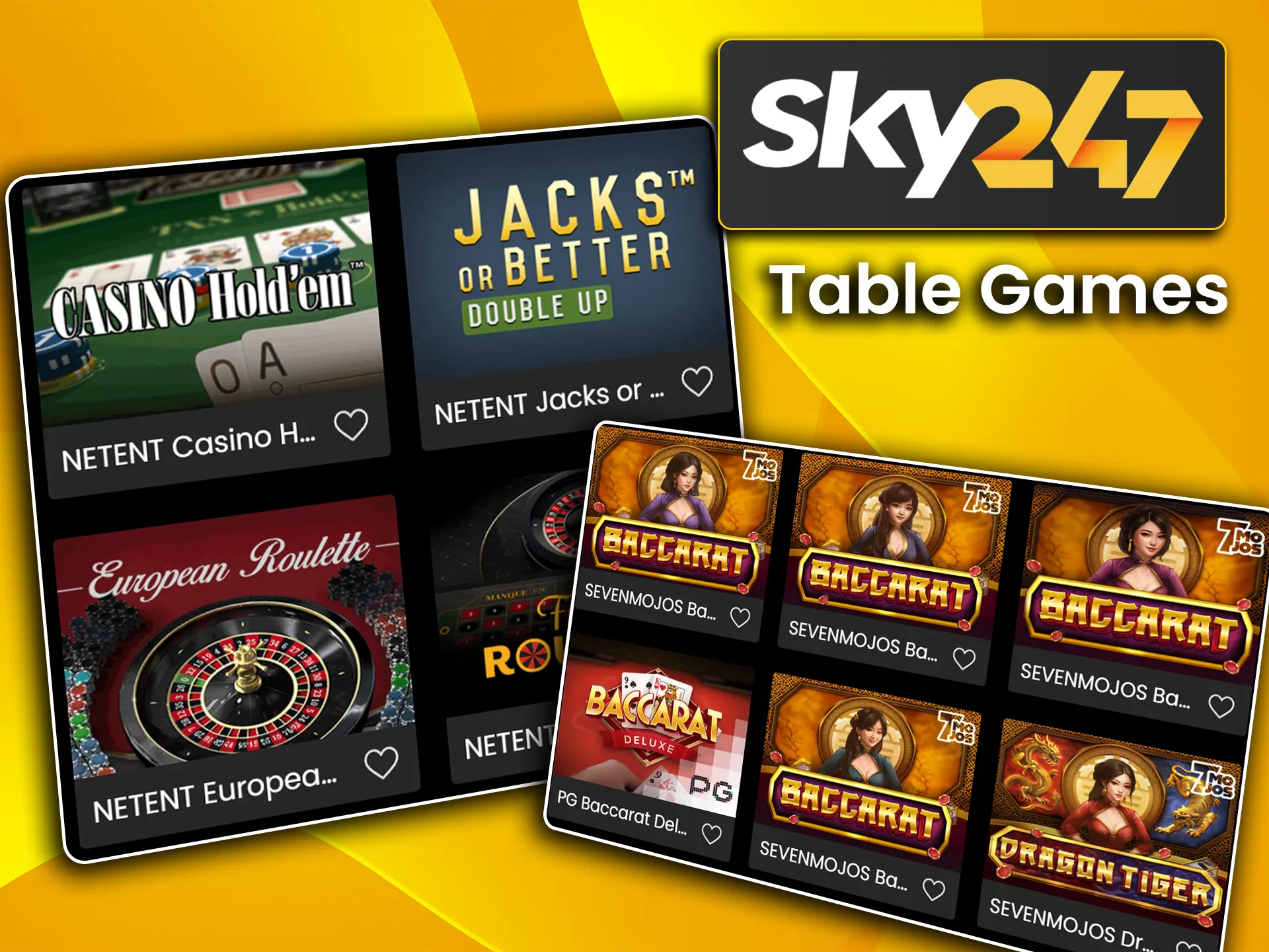 Play classic table games like blackjack, baccarat, and poker at Sky247.