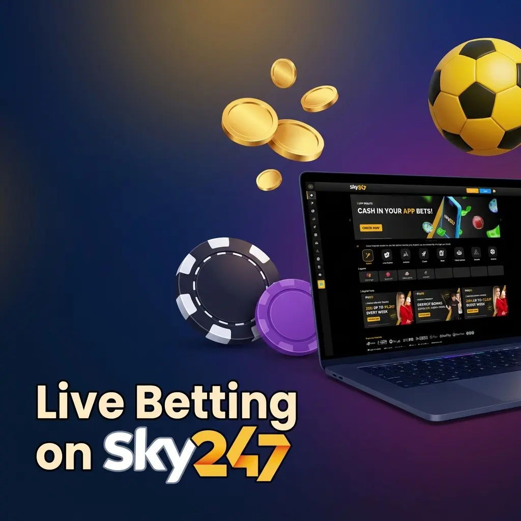 Sky247 live betting interface showing in-play odds, live scores, and real-time statistics for cricket and football markets