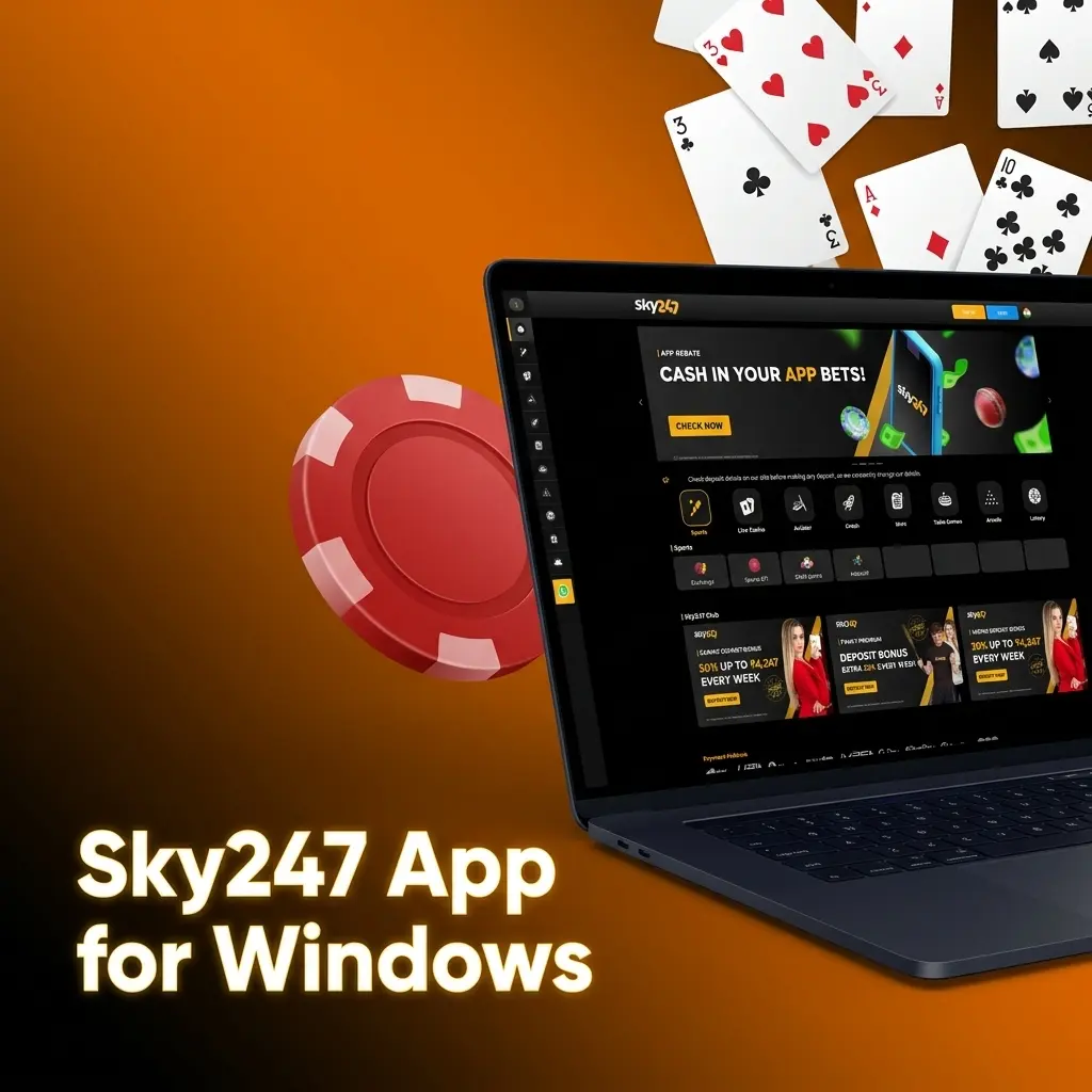 Sky247 Windows browser platform access guide showing Chrome, Firefox, and Edge options for betting and casino games