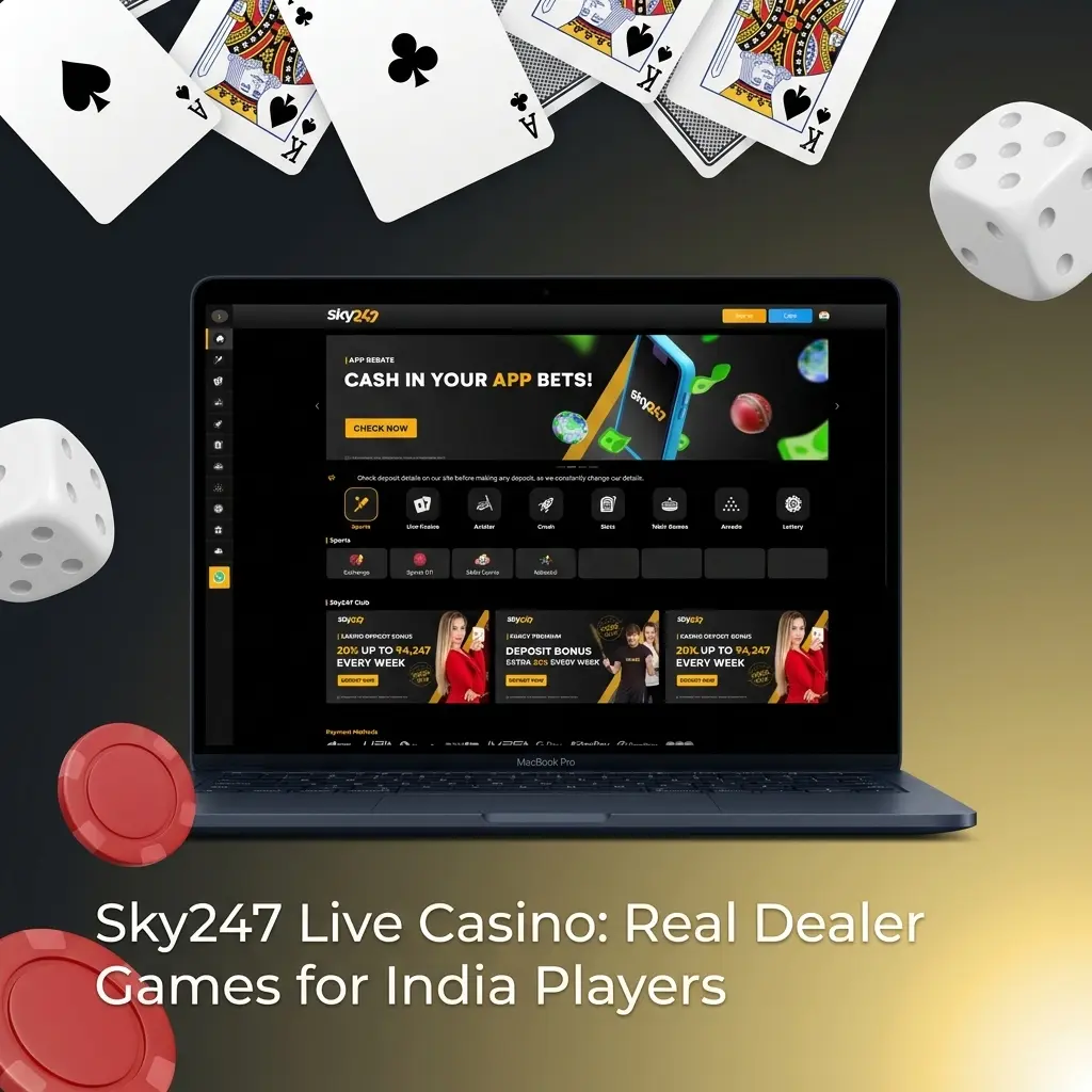 Sky247 live casino with real dealers offering Lightning Roulette, Andar Bahar, and Crazy Time for India players