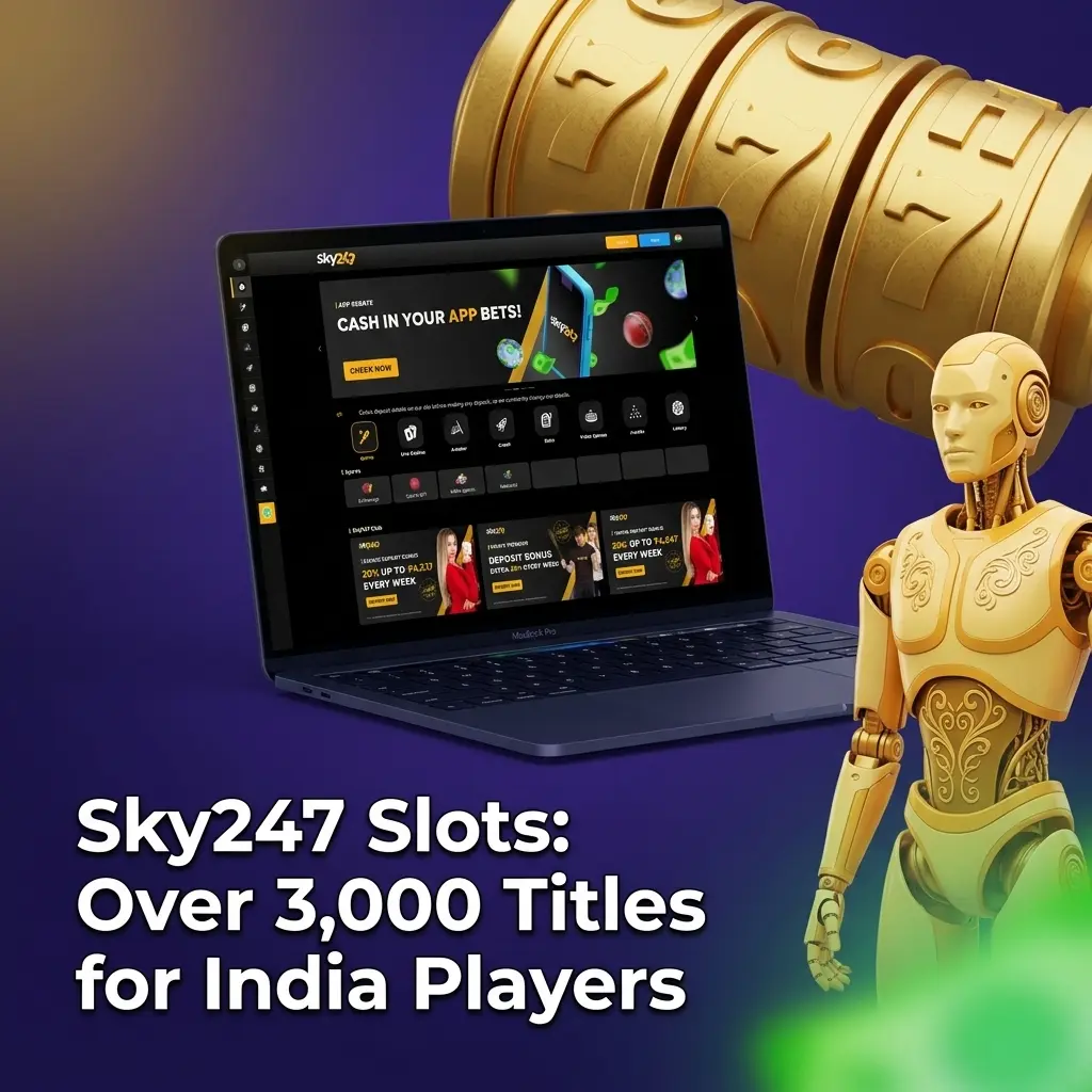 Sky247 slots lobby with over 3000 titles including Gates of Olympus, Sweet Bonanza and Book of Dead for India players