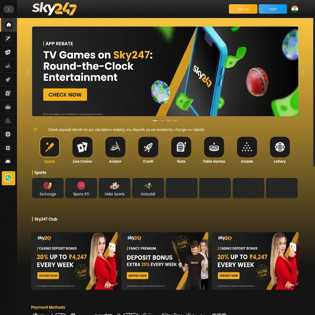 TV Games on Sky247 featuring Keno, Lucky 7, Wheel of Fortune and more with 24/7 draw-based betting for India players